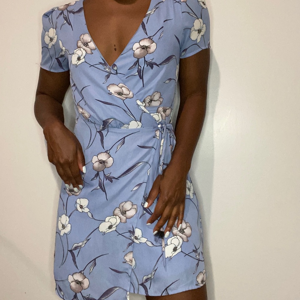 Blue wrap dress